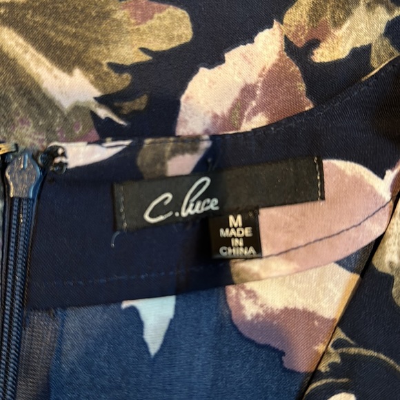 ModCloth C Luce floral v neck dress navy and purple size medium - Picture 7 of 7